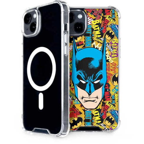DC Comics Batman Mask Vintage Pattern iPhone 15 Plus MagSafe Case
