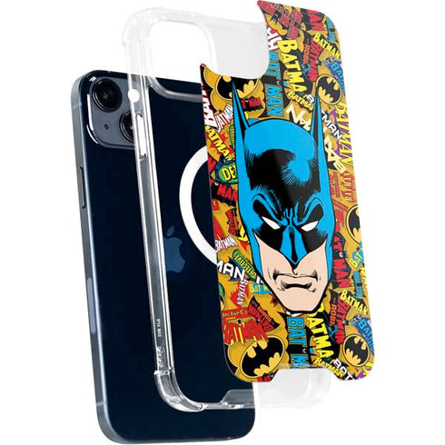 DC Comics Batman Mask Vintage Pattern iPhone 15 Plus MagSafe Case