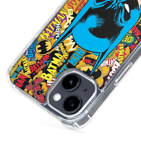 DC Comics Batman Mask Vintage Pattern iPhone 15 Plus MagSafe Case
