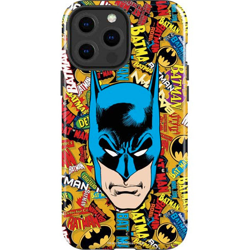 DC Comics Batman Mask Vintage Pattern iPhone 15 Pro Max Impact Case