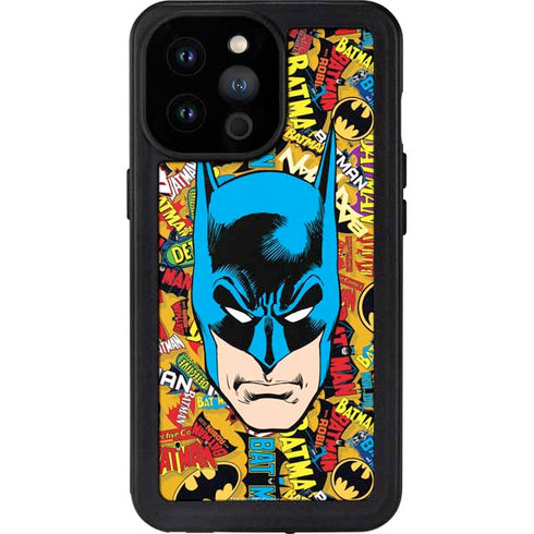 DC Comics Batman Mask Vintage Pattern iPhone 14 Pro Max Waterproof Case