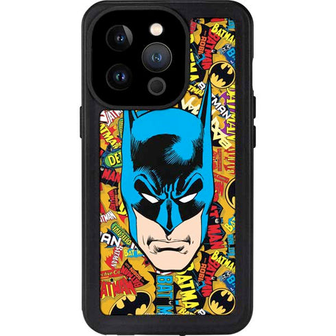 DC Comics Batman Mask Vintage Pattern iPhone 14 Pro Waterproof Case