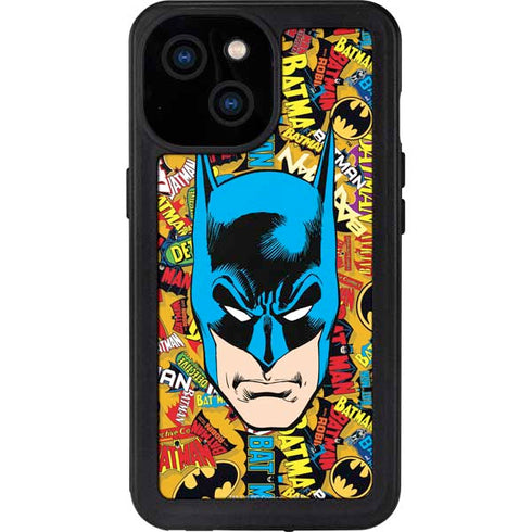 DC Comics Batman Mask Vintage Pattern iPhone 15 Waterproof Case