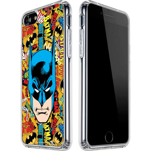 DC Comics Batman Mask Vintage Pattern iPhone SE (2nd & 3rd Gen) Clear Case