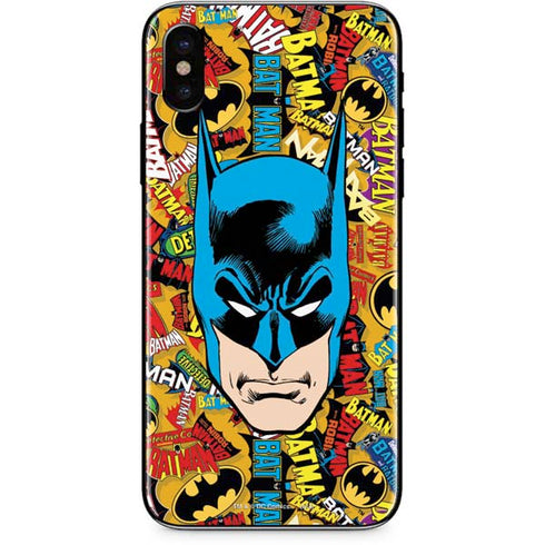 DC Comics Batman Mask Vintage Pattern iPhone XS Skin