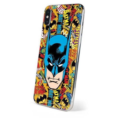 DC Comics Batman Mask Vintage Pattern iPhone XS Skin