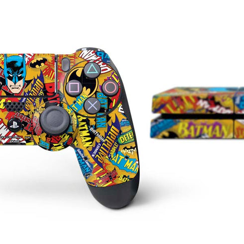DC Comics Batman Mask Vintage Pattern PS4 Console and Controller Bundle Skin