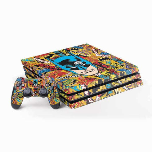 DC Comics Batman Mask Vintage Pattern PS4 Pro Bundle Skin