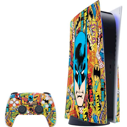 DC Comics Batman Mask Vintage Pattern PS5 Bundle Skin