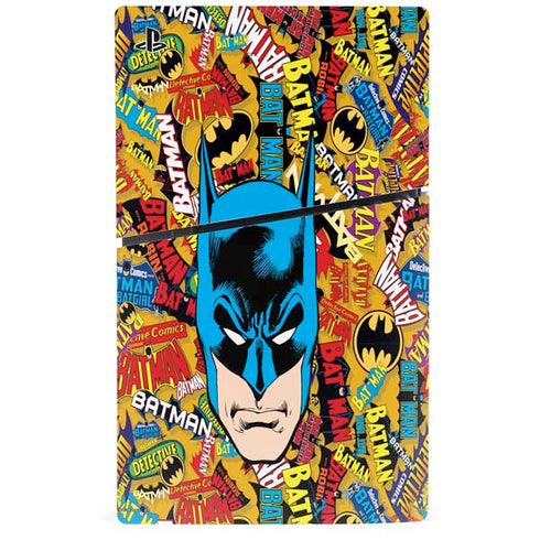 DC Comics Batman Mask Vintage Pattern PS5 Slim Disk Bundle Skin