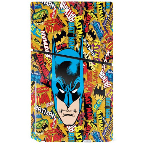 DC Comics Batman Mask Vintage Pattern PS5 Slim Disk Bundle Skin