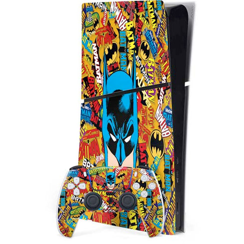 DC Comics Batman Mask Vintage Pattern PS5 Slim Digital Edition Bundle Skin