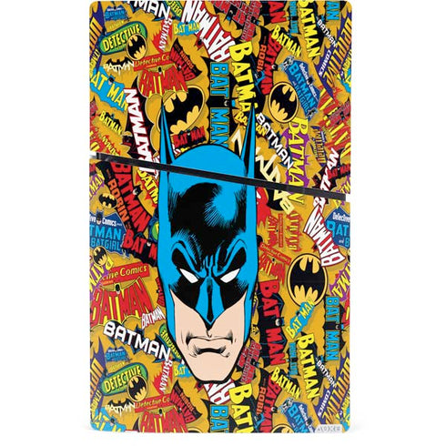 DC Comics Batman Mask Vintage Pattern PS5 Slim Digital Edition Console Skin