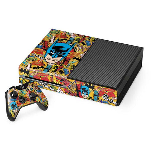 DC Comics Batman Mask Vintage Pattern Xbox One Console and Controller Bundle Skin