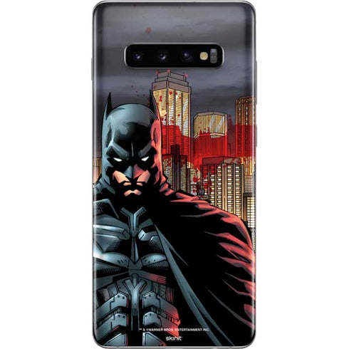 DC Comics Batman The Dark Knight Comic Art in Gotham City Galaxy S10 Plus Skin