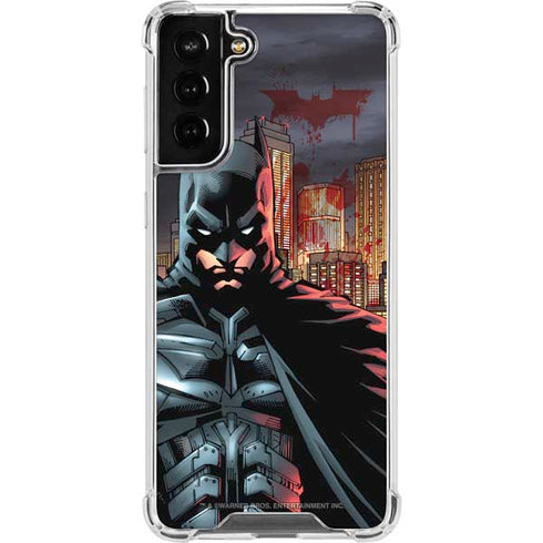 DC Comics Batman The Dark Knight Comic Art in Gotham City Galaxy S21 FE Clear Case