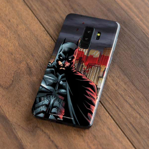 DC Comics Batman The Dark Knight Comic Art in Gotham City Galaxy S9 Plus Skin