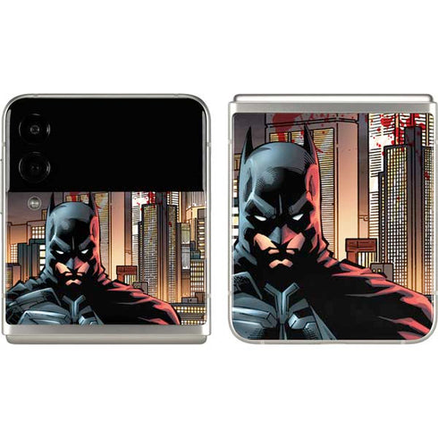 DC Comics Batman The Dark Knight Comic Art in Gotham City Galaxy Z Flip3 5G Skin
