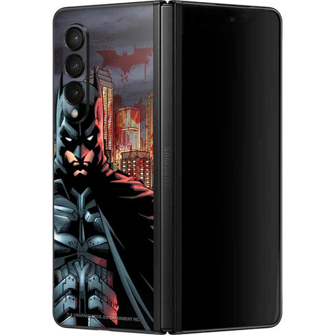 DC Comics Batman The Dark Knight Comic Art in Gotham City Galaxy Z Fold3 5G Skin