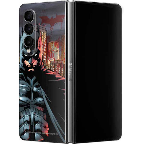 DC Comics Batman The Dark Knight Comic Art in Gotham City Galaxy Z Fold4 5G Skin