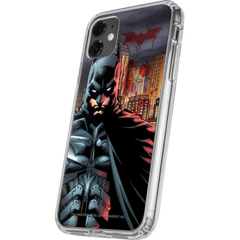 DC Comics Batman The Dark Knight Comic Art in Gotham City iPhone 11 Clear Case