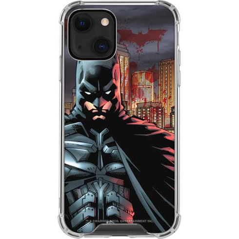 DC Comics Batman The Dark Knight Comic Art in Gotham City iPhone 13 Mini Clear Case