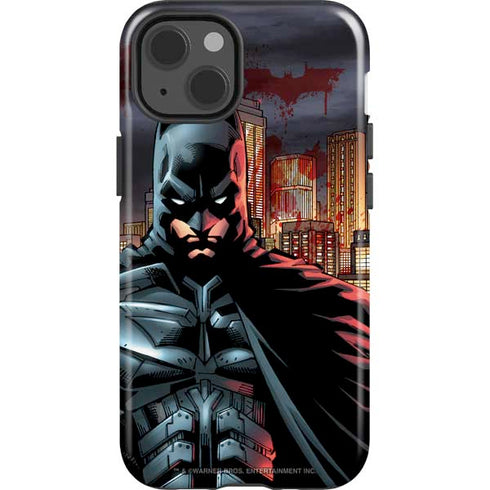 DC Comics Batman The Dark Knight Comic Art in Gotham City iPhone 15 Impact Case
