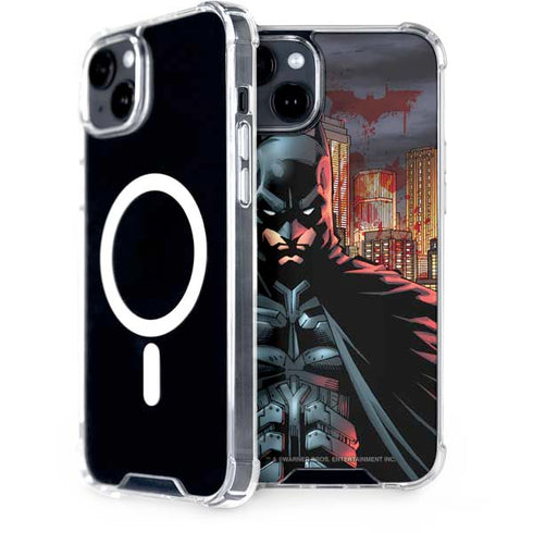 DC Comics Batman The Dark Knight Comic Art in Gotham City iPhone 15 Plus MagSafe Case