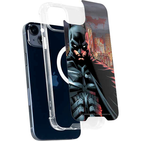DC Comics Batman The Dark Knight Comic Art in Gotham City iPhone 15 Plus MagSafe Case