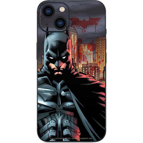 DC Comics Batman The Dark Knight Comic Art in Gotham City iPhone 15 Plus Skin