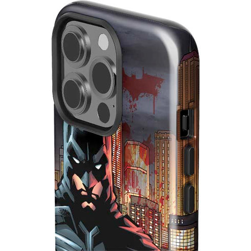 DC Comics Batman The Dark Knight Comic Art in Gotham City iPhone 15 Pro Impact Case