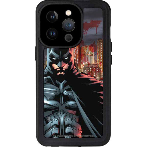 DC Comics Batman The Dark Knight Comic Art in Gotham City iPhone 14 Pro Waterproof Case