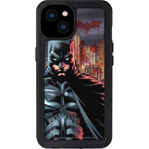DC Comics Batman The Dark Knight Comic Art in Gotham City iPhone 15 Plus Waterproof Case