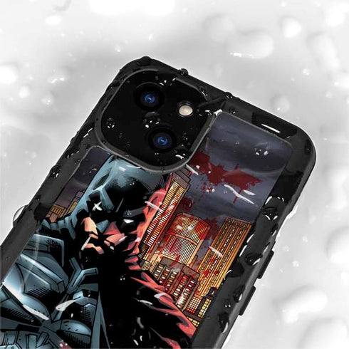 DC Comics Batman The Dark Knight Comic Art in Gotham City iPhone 15 Plus Waterproof Case