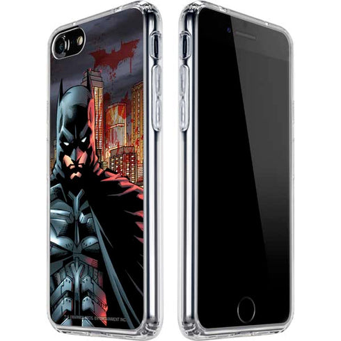 DC Comics Batman The Dark Knight Comic Art in Gotham City iPhone SE (2nd & 3rd Gen) Clear Case
