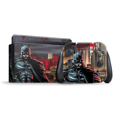 DC Comics Batman The Dark Knight Comic Art in Gotham City Nintendo Switch Bundle Skin