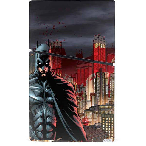 DC Comics Batman The Dark Knight Comic Art in Gotham City PS5 Slim Digital Edition Console Skin