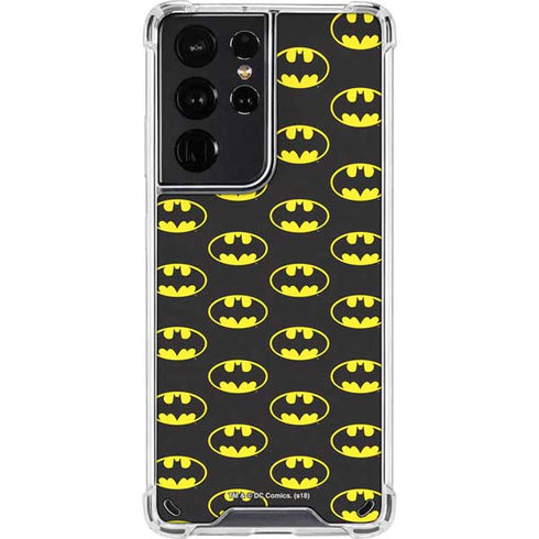 DC Comics Batman Logo Pattern Galaxy S21 Ultra 5G Clear Case