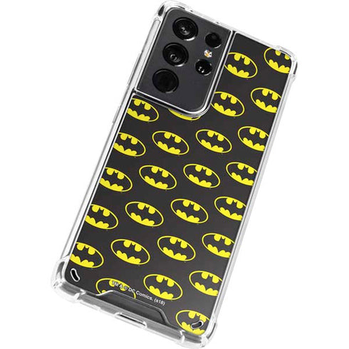 DC Comics Batman Logo Pattern Galaxy S21 Ultra 5G Clear Case