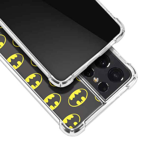 DC Comics Batman Logo Pattern Galaxy S21 Ultra 5G Clear Case