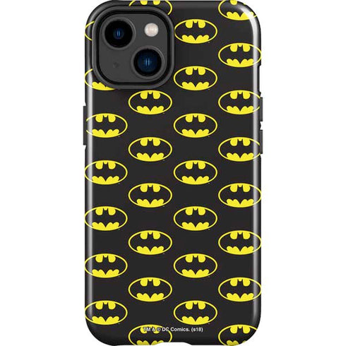 DC Comics Batman Logo All Over Print iPhone 15 Plus Impact Case