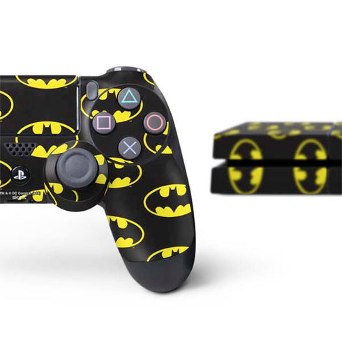 DC Comics Batman Logo Pattern PS4 Console and Controller Bundle Skin