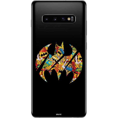 DC Comics Batman Silhouette Logo Vintage Pattern Galaxy S10 Plus Skin