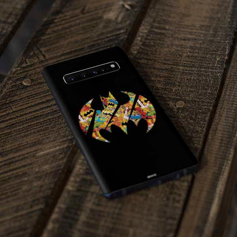 DC Comics Batman Silhouette Logo Vintage Pattern Galaxy S10 Plus Skin