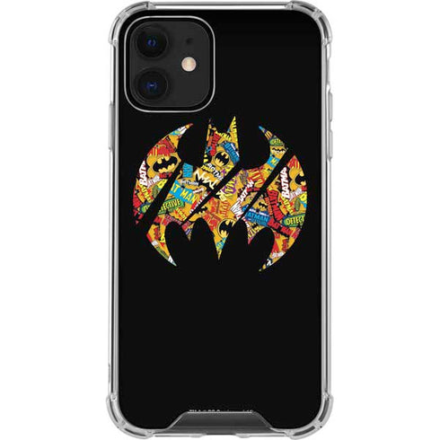 DC Comics Batman Silhouette Logo Vintage Pattern iPhone 12 Clear Case
