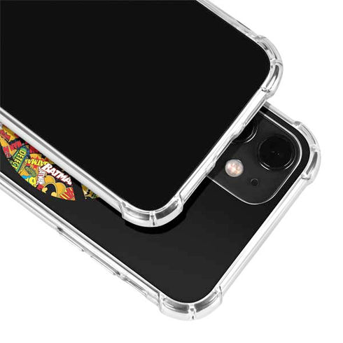 DC Comics Batman Silhouette Logo Vintage Pattern iPhone 12 Clear Case