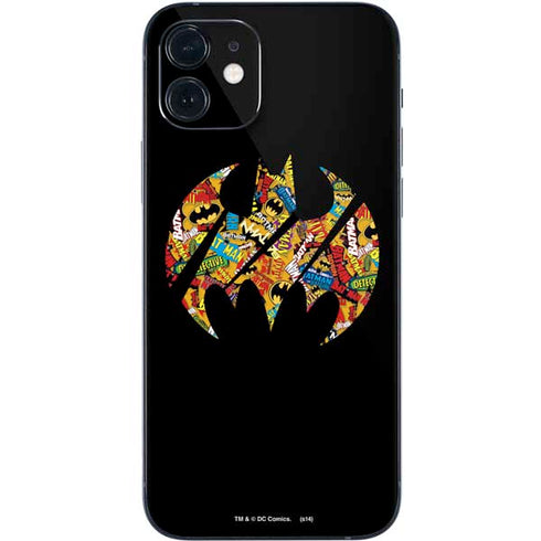 DC Comics Batman Silhouette Logo Vintage Pattern iPhone 12 Mini Skin