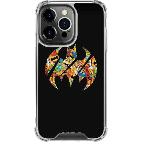 DC Comics Batman Silhouette Logo Vintage Pattern iPhone 13 Pro Clear Case
