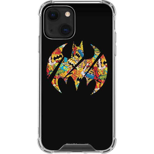 DC Comics Batman Silhouette Logo Vintage Pattern iPhone 14 Clear Case
