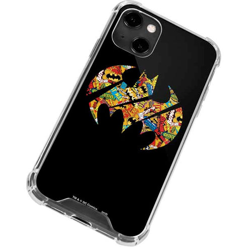 DC Comics Batman Silhouette Logo Vintage Pattern iPhone 14 Clear Case